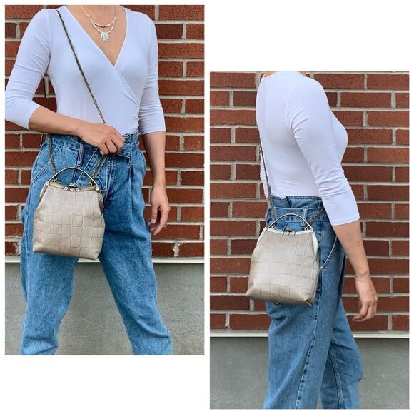 Handmade Genuine Embossed Leather Top Handle Bag & Castle Shaped Coin Purse Set - Picture 11 of 16